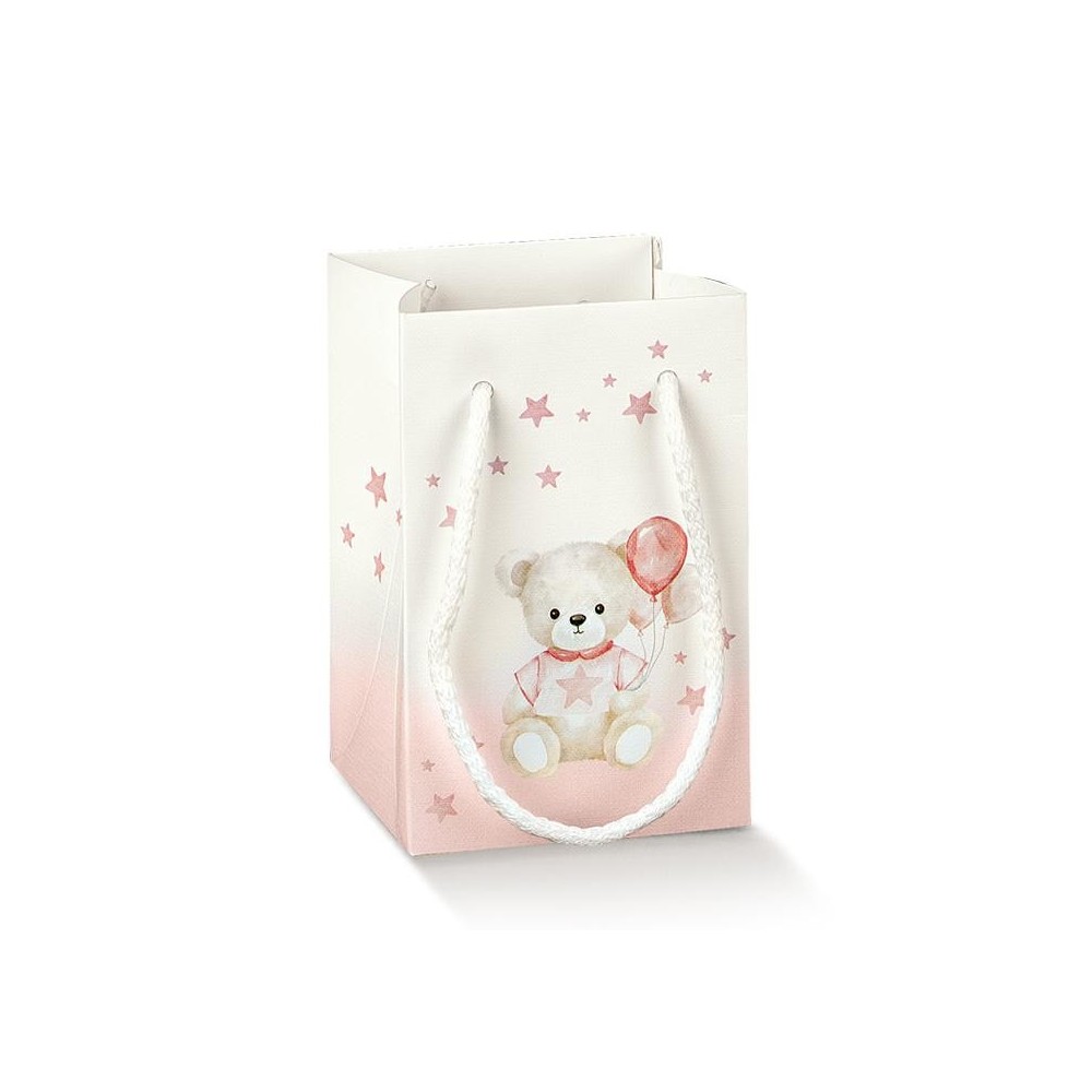 BUSTA CARTONCINO CON CORDINO 90X90X140 ORSETTO ROSA